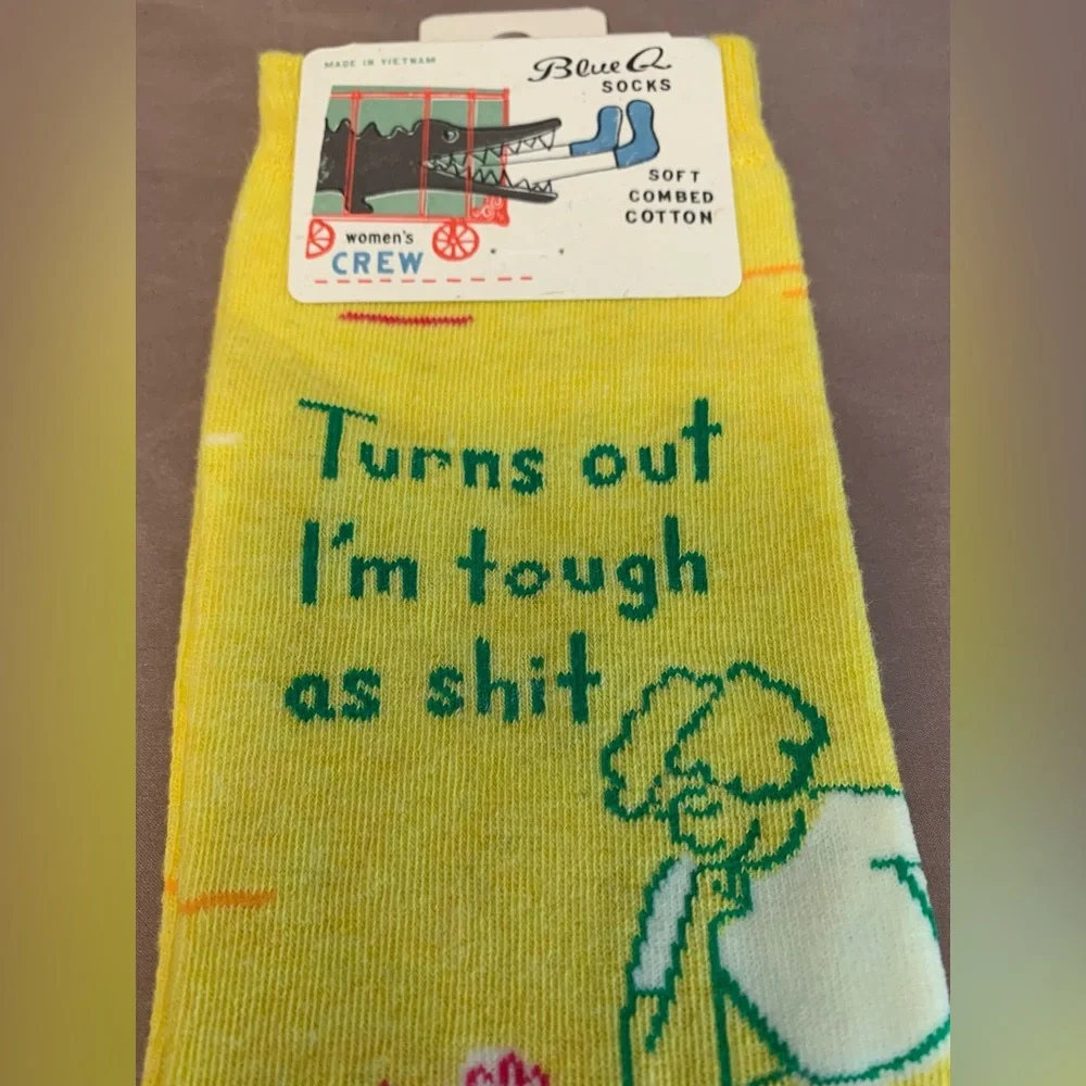 Blue Q Women's Socks - Turns Out I’m Tough As Sh*t Yellow Novelty Funny